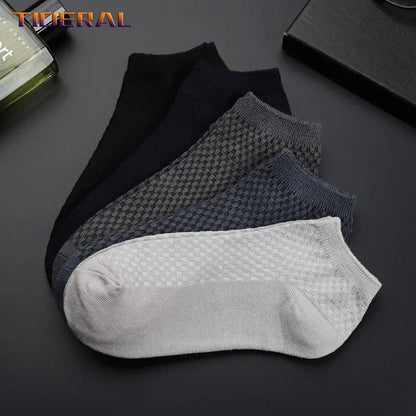 5 Pairs Men Bamboo Fiber Crew Socks Man High Quality Summer Winter Business Breathable Black Male Dress Ankle Socks Man