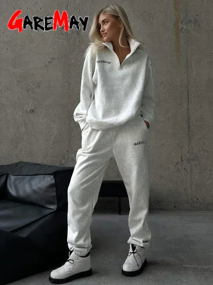 Spring Women's Tracksuit with Zipper Cotton Oversize Classic Pink  Two Piece Set Women Casual  Yellow Trouser Suits for Women