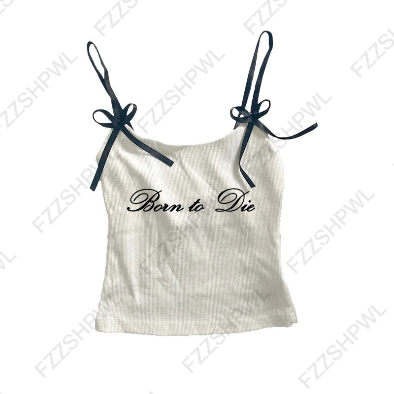 Women's Sleeveless Camisole Y2K Sexy Lace Streetwear Hip Hop Punk Rock vintage Emo Girls Chic Letter Print Gothic Slim baby Tops