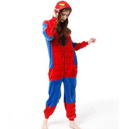 2025 Children's Pajamas Spiderman Cosplay Costume Nightgown Home Flanne Hooded Sleepwear Jumpsuit Pajamas for Spider Man Costume