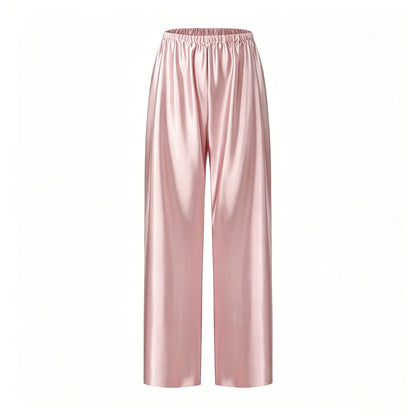 Satin Wide Leg Pants Long Floor Casual Pants Women's Summer