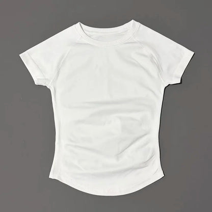 HISTELLO Sports Short Sleeve Top Women Gym Yoga Top Workout Clothes Sports T Shirt Fitness Activewear Running Tight Tops
