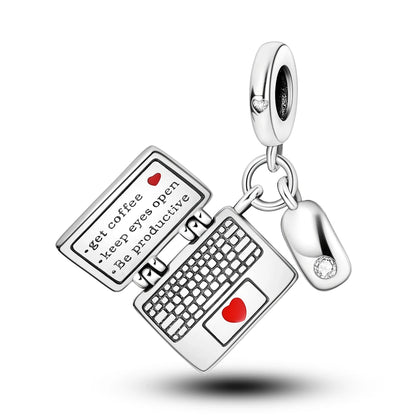 Fit Original Bracelet 925 Silver Ballet Girl Red High Heels Charms Pendants For Women Jewelry Making Gift