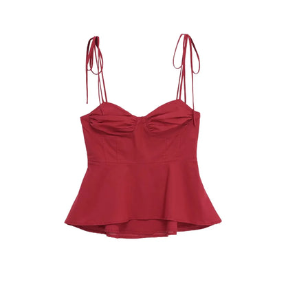 Asymmetric Bustier Tops for Women, Sweetheart Neck, Tied Thin Straps, Side Zipper, Female Camis, Sexy Fashion