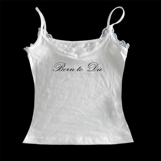Women's Sleeveless Camisole Y2K Sexy Lace Streetwear Hip Hop Punk Rock vintage Emo Girls Chic Letter Print Gothic Slim baby Tops