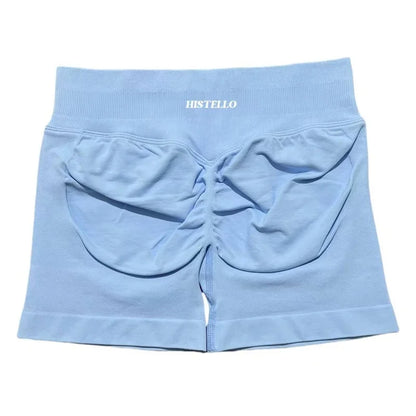 HISTELLO Sports Shorts Low Waist Seamless Scrunch Stretch Women Breathable Elastic Fitness Running Gym Yoga Workout Leggings