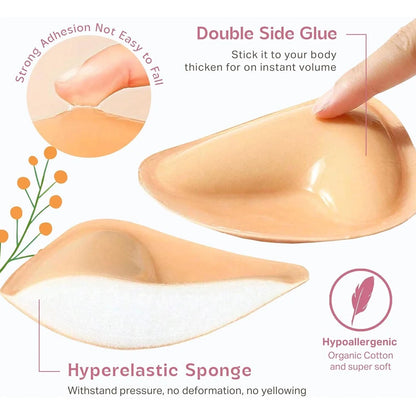 Double Sided Sticky Bra Inserts Push Up Adhesive Bra Pads Breast Enhancer Pads Cup Add Up for Bikini Swimsuit Strapless Dress