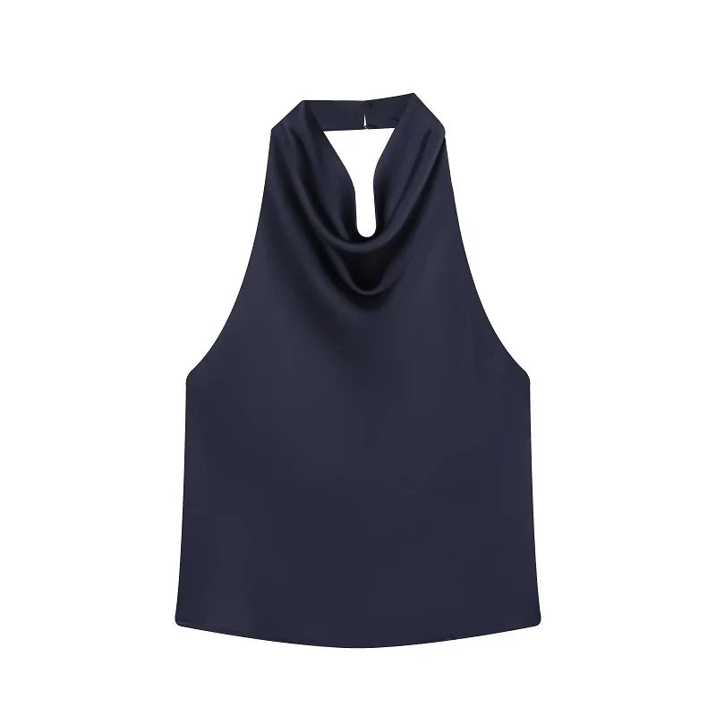 MUJER Satin Halter Tops Woman 2026 Sexy Backless Tops for Women Camisole off Shoulder Summer Top Women Pink Black Top Female