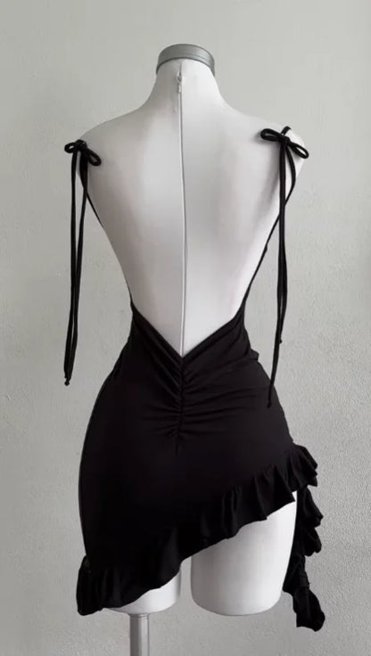 2025 popular European and American new dress with summer high-end feel Y2K sexy backless lace up spicy girl's hip hugging skirt