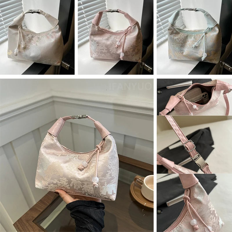 New Chinese Style Fine Embroidery Ladies Handbags 2025 Summer Fashion Shoulder Bag Crossbody Daily Party Tote Handbag for Women