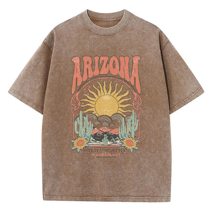 Fashion Women Cotton Washed T-Shirt Beautiful Arizona Wildlife Vacation Invites You Print Tops Casual Loose Tees Vintage Clothes