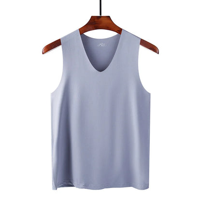 Summer Men's Non-Marking Ice Silk Undershirt Men's Slim Sports Fitness Cross-Body Bottoming Sleeveless Breathable Home wear