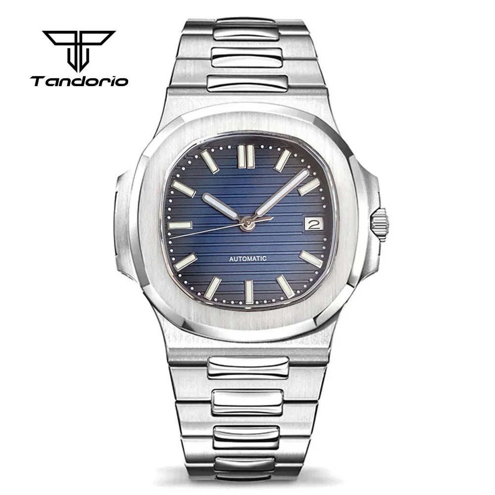 Simple Retro 40mm Square Sapphire Glass 100m Waterproof NH35A Automatic movement Dress WristWatch for Mens Green Luminous
