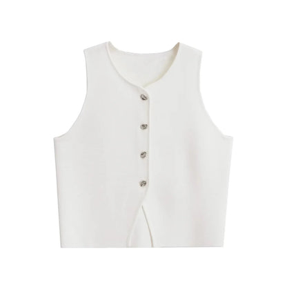 Ropa Mujer Winter 2025 New Outerwear Knit Vest Sleeveless Cropped Woman White Vest Asymmetrical Slim Sweater Vests Tops кардиган