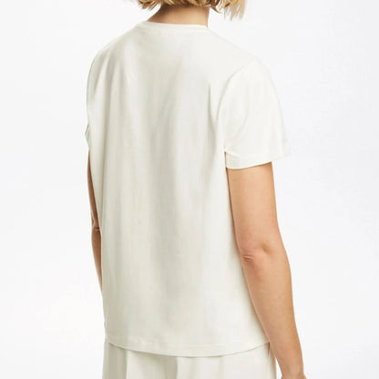 CH Womens Short Sleeve Crew Neck T Shirt Embroidered Logo Casual Loose White Cotton Tee Top Fashion Daily Wear