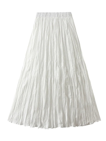 KarSaNy Long Pleated Skirts For Woman High Waist Large Hem White Skirt Summer Women's A Line Maxi Skirts For Women 2026 Long