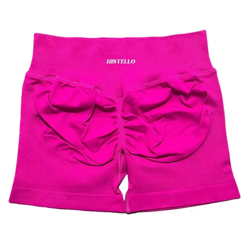 HISTELLO Sports Shorts Low Waist Seamless Scrunch Stretch Women Breathable Elastic Fitness Running Gym Yoga Workout Leggings
