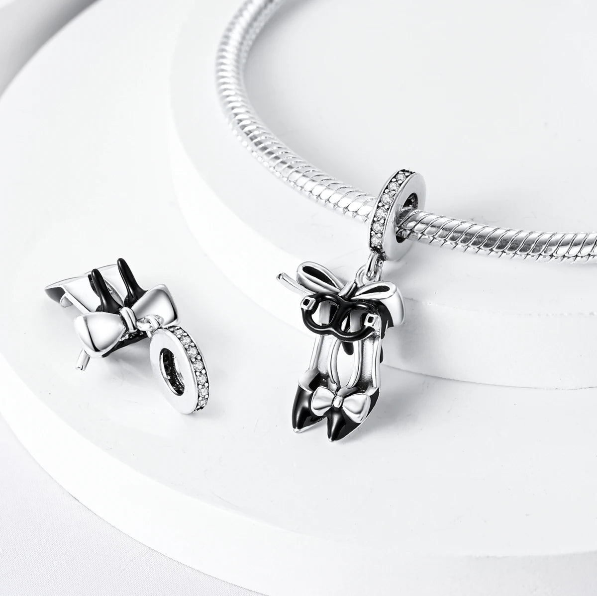 Fit Original Bracelet 925 Silver Ballet Girl Red High Heels Charms Pendants For Women Jewelry Making Gift