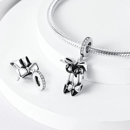 Fit Original Bracelet 925 Silver Ballet Girl Red High Heels Charms Pendants For Women Jewelry Making Gift