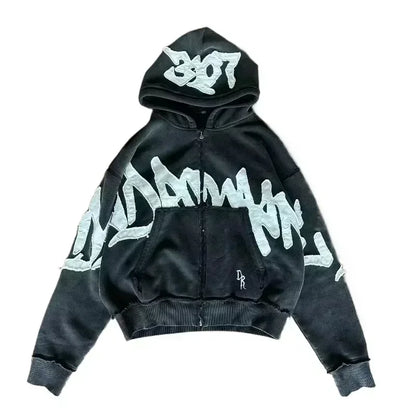 Korean Fashion Simple Gray Double Sided Oversized Zipper Hoodie Women Y2K New Harajuku Gothic Casual Joker Couple Sweatshirt