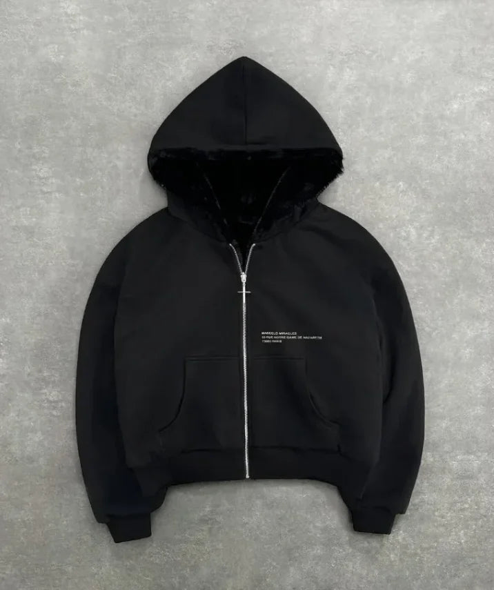 American Double-Sided Plaid Loose Zipper Hoodie Men Y2K New Harajuku Hip-Hop Gothic Couple Casual Joker Sweatshirt Street Wear
