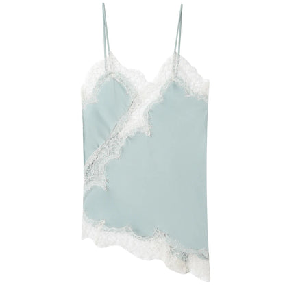 HXAO Lace Asymmetrical Top Women Tanks & Camis Summer 2025 Black Slip Sleeveless Top  Ladies y2k Backless Off Shoulder Camisole
