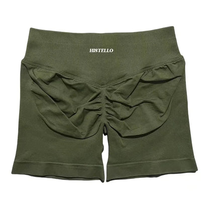 HISTELLO Sports Shorts Low Waist Seamless Scrunch Stretch Women Breathable Elastic Fitness Running Gym Yoga Workout Leggings