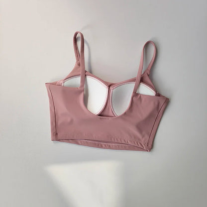 High-end Sports Bra Gym Camisole Fixed Pad Push-up Sports Underwear Women's Strapless Beauty Back Training Fitness Bra Yoga Bra