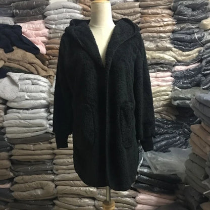 12 Colors Fleece Sweatshirt Long Cardigans Autumn Winter Female Long Sleeve Double Side Wear Flurry Loose Hoodie Coats Outwear