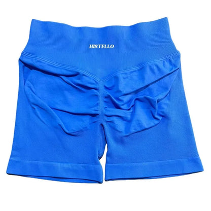 HISTELLO Sports Shorts Low Waist Seamless Scrunch Stretch Women Breathable Elastic Fitness Running Gym Yoga Workout Leggings