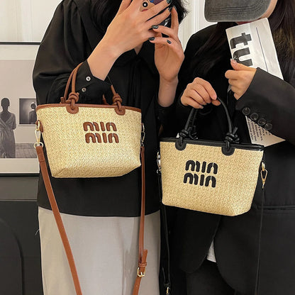 New Summer Beach Grass Woven Bag Women's Handbag Embroidered Thread Fashion Crossbody Bag Women's Unique Design Shoulder Bag