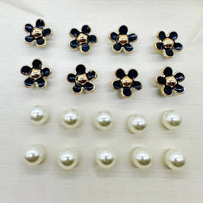 3D Cute Daisies Pearl Set Shoe Charms Accessories for Slide Sandals DIY Clogs Decoration Shoe Buckle Pins Shoe Decoration Gifts