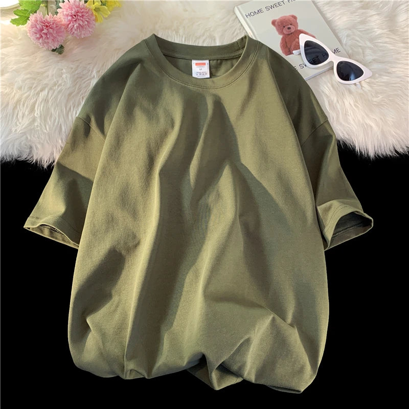 LEGIBLE Summer short sleeve T-Shirt  Women Tee Shirt  Loose Solid Basic T Shirt Women Casual O-neck Hipster Tshirt Top