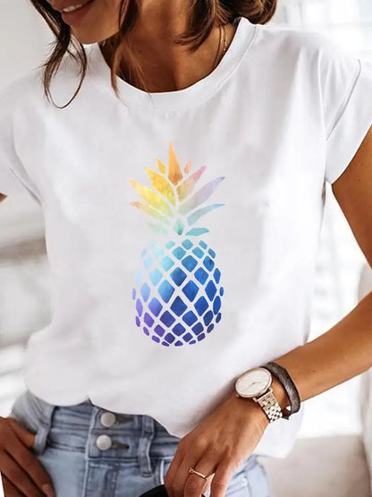 Women's Short-sleeved Explosive Insect Butterfly Dragonfly Print Round Neck T-shirt Women Clothes  Oversized T Shirt  Harajuku