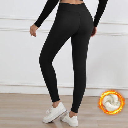 S-XL Autumn Winter Women Fleece Leggings Letter Embroidery Design Warm Velvet Thicken High Waist Butt-Lifting Tights Casual Wear