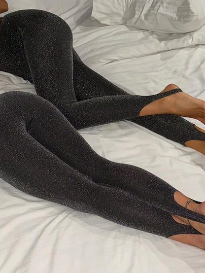 New Fashion Knit Bright Silk High Stretch Solid Color Pants Bright Silk Leggings Tight Foot High Stretch Pants For Women