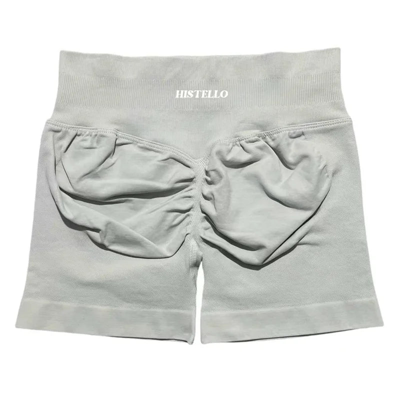 HISTELLO Sports Shorts Low Waist Seamless Scrunch Stretch Women Breathable Elastic Fitness Running Gym Yoga Workout Leggings