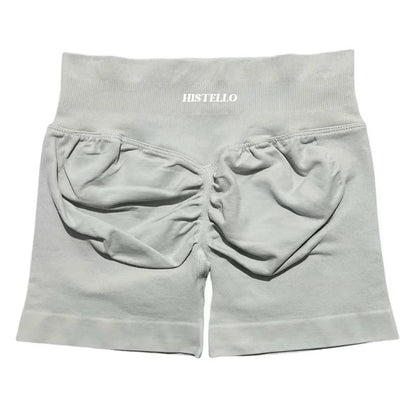 HISTELLO Sports Shorts Low Waist Seamless Scrunch Stretch Women Breathable Elastic Fitness Running Gym Yoga Workout Leggings