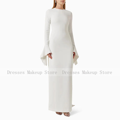 Pink Wedding Guest Dresses for Women 2024 Column Long Sleeves Elegant Evening Dress O Neck Elegant Formal Party Gowns Maxi