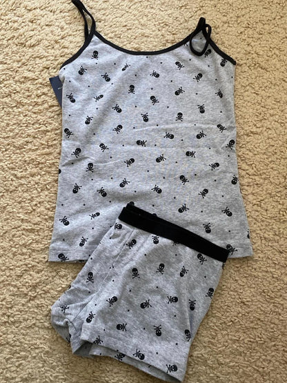 Strawberry Vest Shorts 2 Pieces Set Woman Eyelet Bow Slim Tank Top with Elastic Waist Patchwork Straight Short Pant Sweet Sets