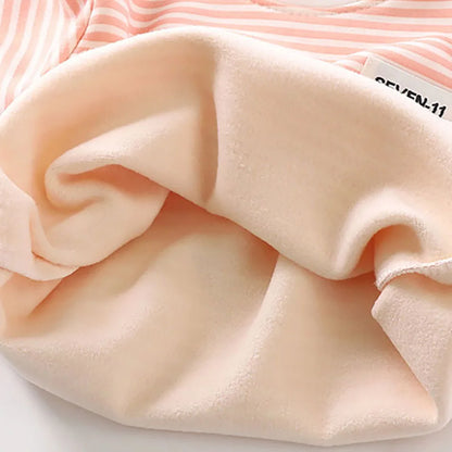 Baby Warm Clothing Set Fleece Lined Children Boys Girls Striped Underwear Sleepwear Set Ideal for Home Pajamas Autumn Winter
