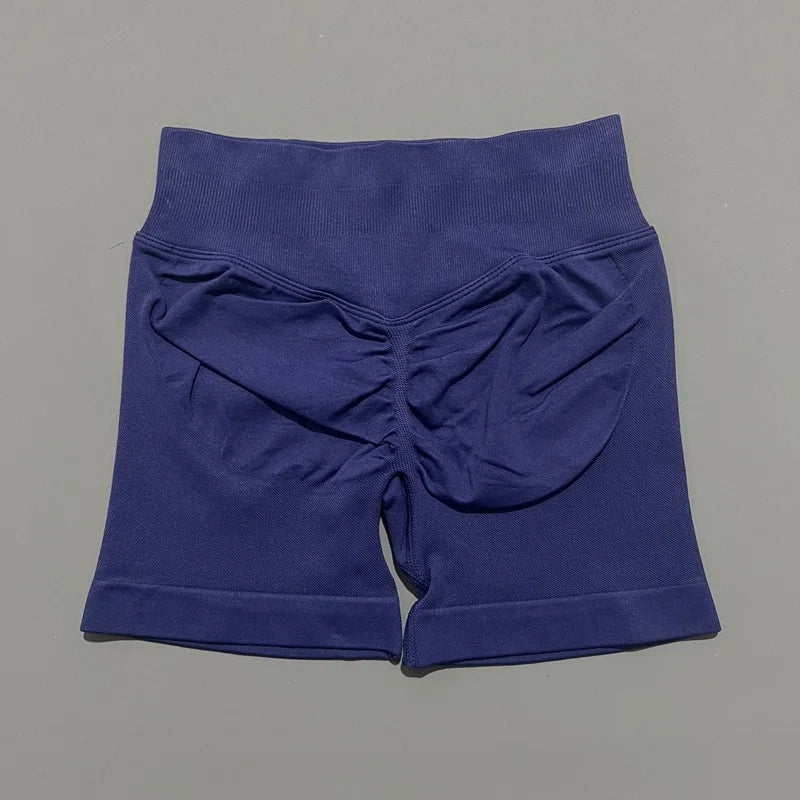 HISTELLO Sports Shorts 4.5" Women Yoga Shorts Seamless Low Waist Scrunch Bum Gym Leggings Workout Stretch Fitness Sports Shorts