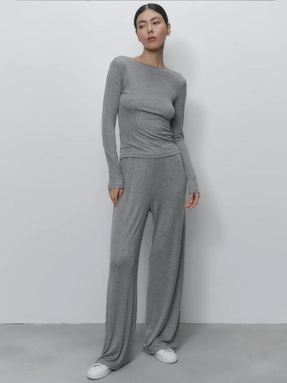 Hirsionsan Modal Soft Loose Sets Women 2026 Casual Two Pieces Long Sleeve T Shirts and High Waist Dresses Outfits Tracksuit