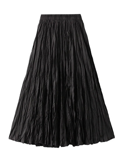KarSaNy Long Pleated Skirts For Woman High Waist Large Hem White Skirt Summer Women's A Line Maxi Skirts For Women 2026 Long