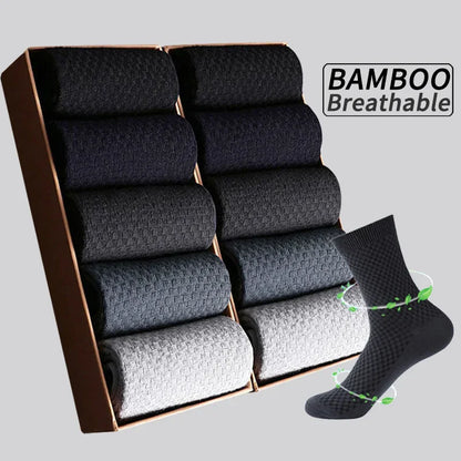 5 Pairs Men Bamboo Fiber Crew Socks Man High Quality Summer Winter Business Breathable Black Male Dress Ankle Socks Man