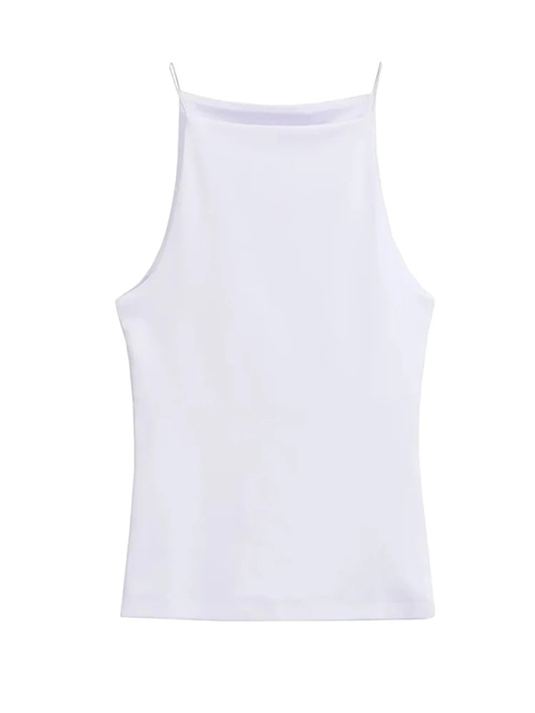 Women's Halter Tank Top Sleeveless Thin Straps Solid Color Camisole Fashion Female Top