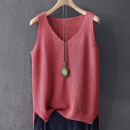 Fashion Woman Blouses 2024 V-neck Knitted Blouse Shirt Women Clothes Sleeveless Summer Blouse Women Womens Tops And Blouses C860