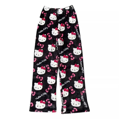 2026 New Hello Kitty Pajamas Pants Anime Women's Pajama Pants Cartoon Couple Home Sleepwear Trousers Leisure Home Clothing