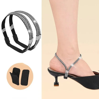 Rhinestone High Heels Shoes Band Anti-loose for Women Shoelaces Invisible Anti-drop Heel Straps Belt Drill Elastic Fixed Belts