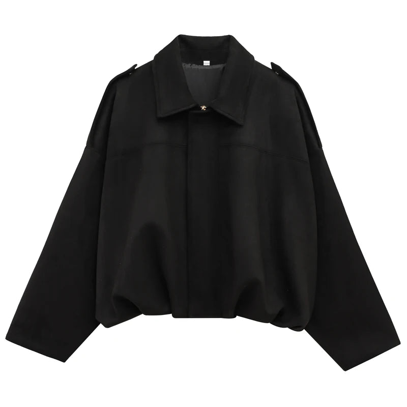 HXAO Women's Bomber Jacket Lapel Long Sleeve Zipper Suede Jacket Women 2025 High Street Cropped Racing Jackets Coats Outerwears
